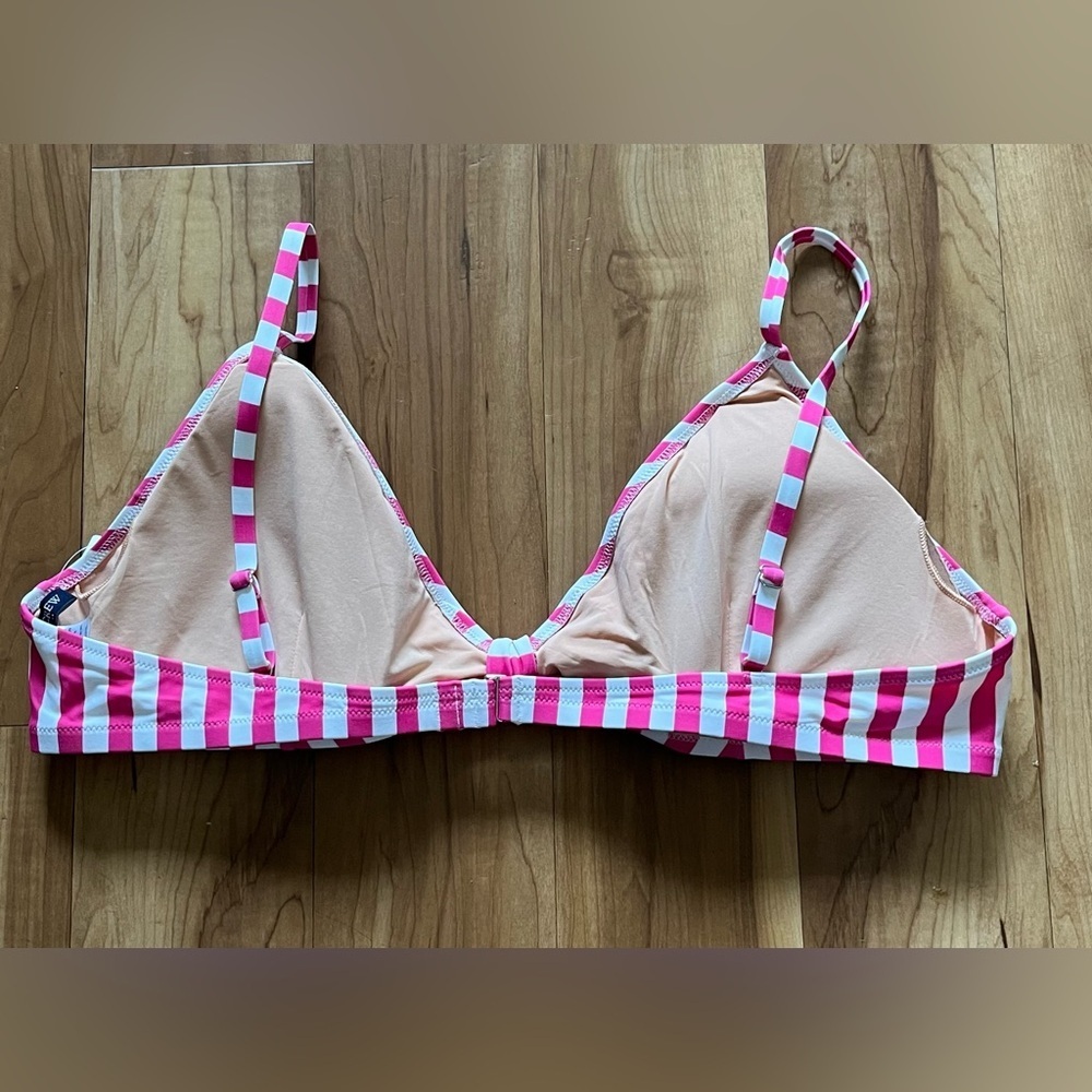 J.Crew Pink White Stripe Bikini Top 3X Plus Size Knot Front Swimwear NWT - Picture 3 of 7